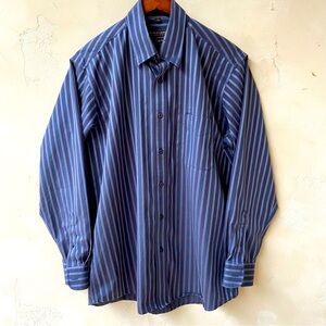 FORSYTE OF CANADA Gray/Black Striped Long Sleeve Button Up Dress Shirt Size L